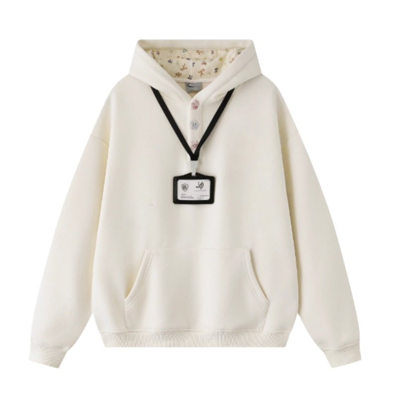 Chic Fleece-Lined Apricot Hoodie