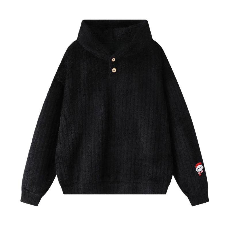 Plush Knit Half-Button Hoodie