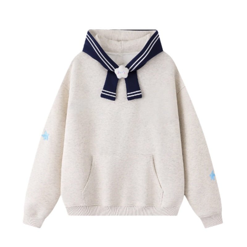 Plush Puppy Sailor Collar Scarf Hoodie